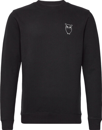 Knowledge Cotton Apparel Small Owl Chest Print Sweat. Gots/Vegan Black M