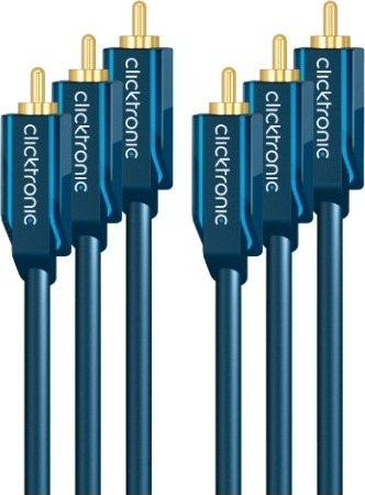 Clicktronic 3M Yuv Component, 3 M, 3 X Rca, Gull, Blå, Hankjønn/Hankjønn, 1 Stykker
