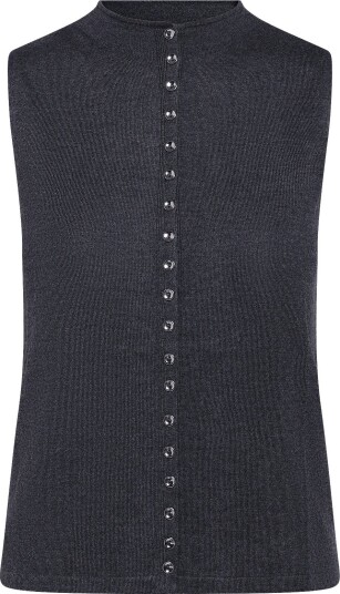 Mango Fine-Knit Waistcoat With Buttons - CHARCOAL - XS