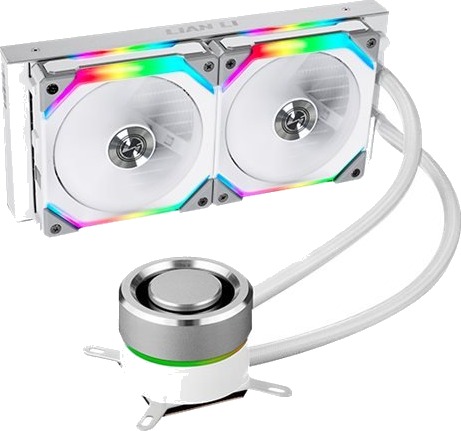 Lian Li Galahad Aio Uni Fan Sl Edition 240 - Væskekjølesystem For Prosessor - Radiatorstørrelse: 240 Mm - (For: Am4, Lga1200, Lga1700, Am5, Lga115x Socket) - Kobberkaldplate - 120 Mm - Hvit