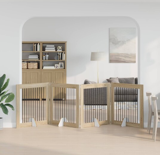 Vidaxl Foldbar Hundegitter Med Stativer 4 Stk. Sonoma Eik 401 cm