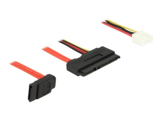 Delock SATA kabel SAS 6Gbit/SATA kombo R til 4 pin intern strøm SATA R 30 cm svart gul rød