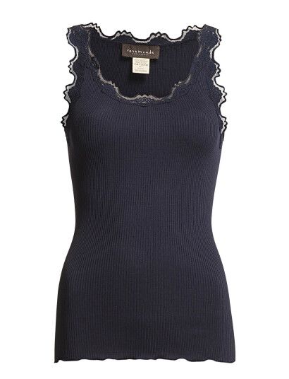 Rosemunde Rwbabette Silk Sl U-Neck Long Lace - Navy - XXL