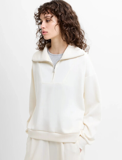 French Connection Wren Half Zip Sweatshirt Cream L