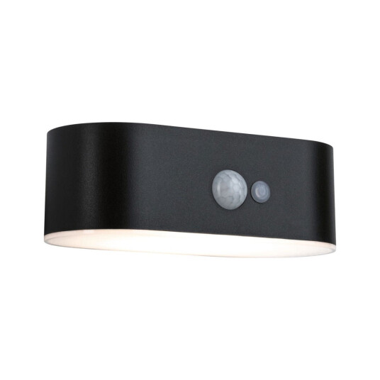 Adya vegglampe utendørs 2,5W 3000 Kelvin m/bevegelses sensor - Solcelle - Svart