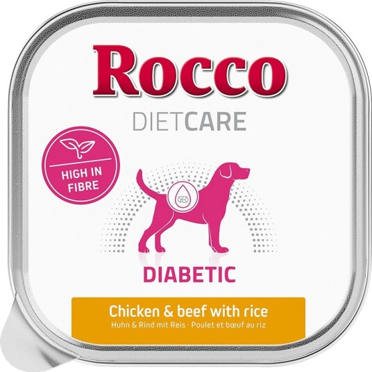 Rocco Diet Care Våtfôr Diabetic & Med Ris I Skål 20 X Kylling Biff 150 G 20 X 150 G