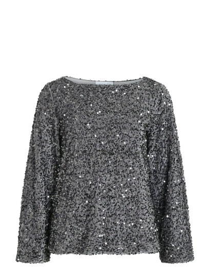 Vila Vifaith Boat Neck L/S Sequin Top/1 - Grey - XS