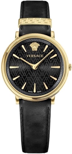 Versace Dameklokke VE8100819 V Circle Sort/Lær Ø38 mm