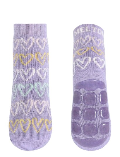 Melton Doodle Heart Socks Anti Slip Purple 17/19