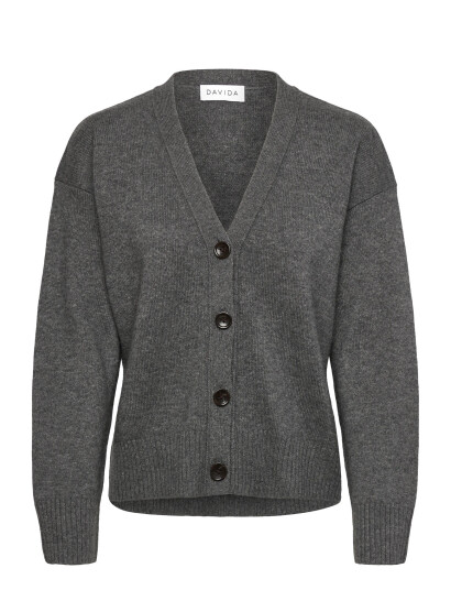 Davida Cashmere V-Neck Wide Cardigan - Grey - L Davida Cashmere V-Neck Wide Cardigan - Grey - L