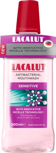 LACALUT Antibacterial Sensitive Munnvann med innovativ micelle-teknologi som aktivt fjerner bakterier (500 ml)