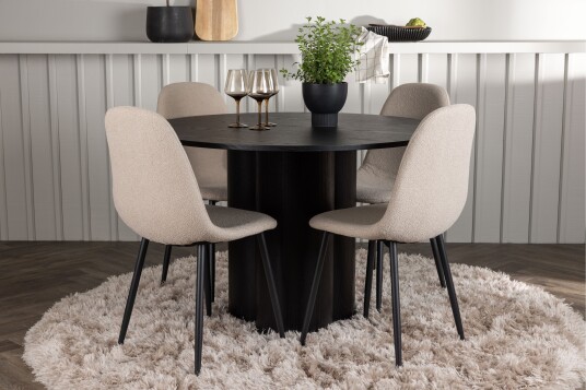 Venture Home Olivia Matgruppe 110 cm Rund med 4 Polar Stoler Beige