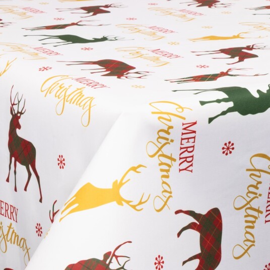 Borg Living Tekstil voksduk med akrylbelegg   Med julemotiv   Merry Christmas   140 cm bred   På metermål