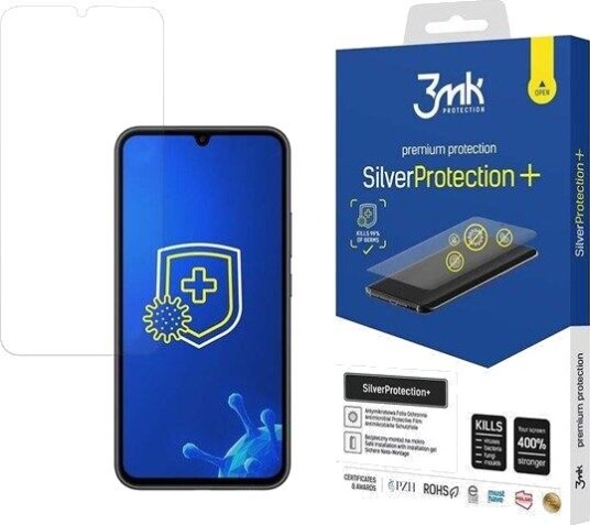 3mk Antibakteriell Skjermbeskytter for Samsung Galaxy A34 5G - Spillvennlig fra Silver Protection+ Serien