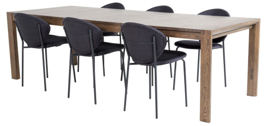 Venture Home Slider Spisegruppe Forlengningsbar 170 cm Rektangulær med 6 Vault Stoler Sort