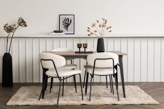 Venture Home Tempe Matgruppe 140 cm Rektangulær med 4 Chico stoler Valnød