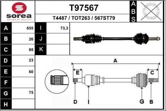 EAI T97567 Drivaksel EAI T97567 Drivaksel