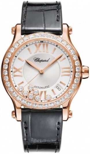 Chopard Dameklokke 274808 5003 Happy Sport Hvit/Lær Ø36 mm