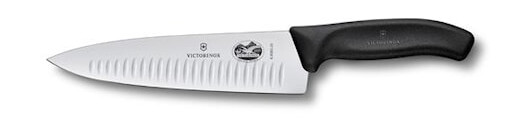 Stekkniv, 20 cm, rifflet, svart plasthåndtak