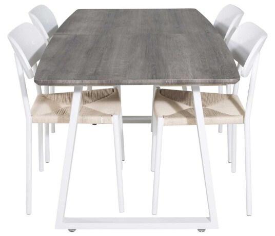 Venture Design Inca & Polly spisegruppe Grå/hvit 4 st stoler & bord 160 x 85 cm