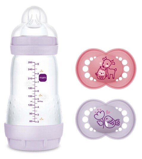 MAM Original Silikon Smokker 16-36m 2-Pack & Easy Start Tåteflaske Anti-kolikk 260 ml Rosa MAM Original Silikon Smokker 16-36m 2-Pack & Easy Start Tåteflaske Anti-kolikk 260 ml Rosa