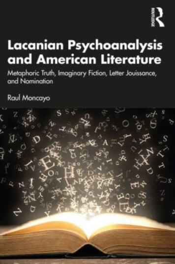 Lacanian Psychoanalysis And American Literature Av Raul (Training Analyst Lacanian School Of Psychoanalysis California Usa) Moncayo