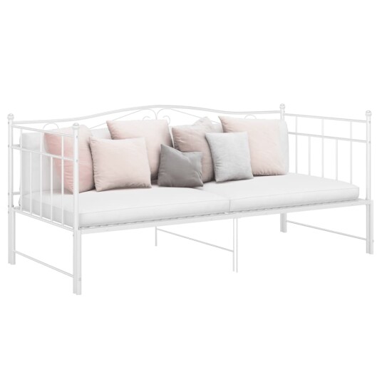 vidaXL Uttrekkbar ramme til sovesofa hvit metall 90x200 cm vidaXL Uttrekkbar ramme til sovesofa hvit metall 90x200 cm