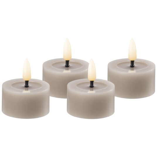 Edelweiss   LED telys 4,5x2,5 cm 4 stk taupe