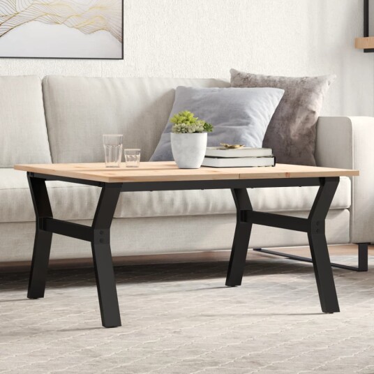 Salongbord Y-ramme 90x90x45 cm heltre furu og støpejern 3282709
