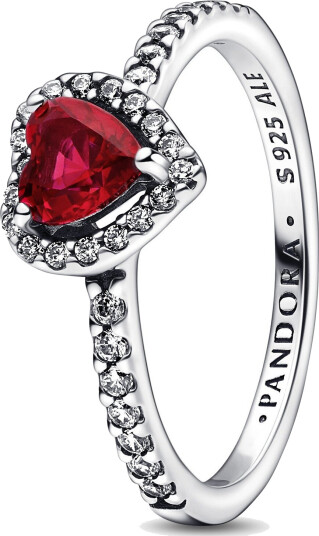 Pandora Timeless, Ring i 925 sølv med hevet rødt hjerte