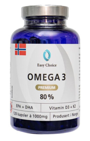 Easy Choice Omega 3 Premium 1000mg med D3 og K2 120 kapsler