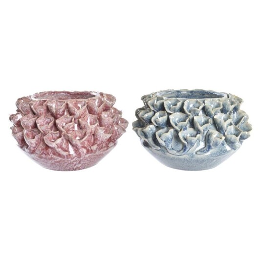 Dkd Home Decor Vase Dkd Home Decor Rosa Turkis Steintøy Blomster Middelhavet 20 X 20 X 13 Cm 22 X 22 X 13 Cm (2 Enheter)