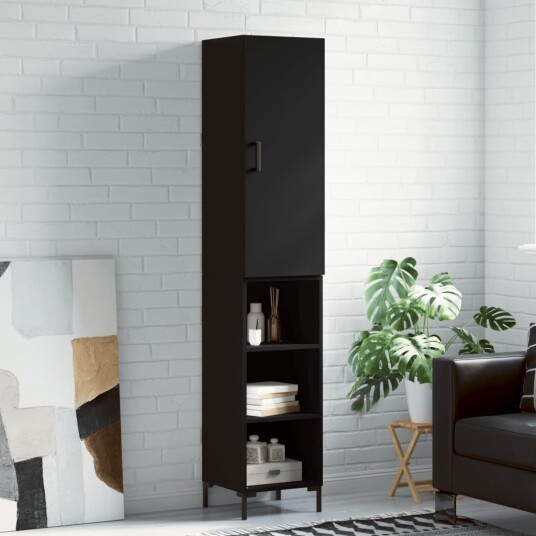 vidaXL Highboard svart 34,5x34x180 cm konstruert tre 8720845484002