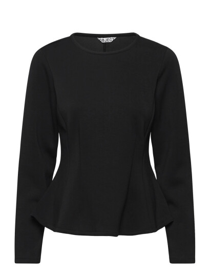 Object Objdorina L/S Re Sculpture Top E Wi 25 - Black - XS