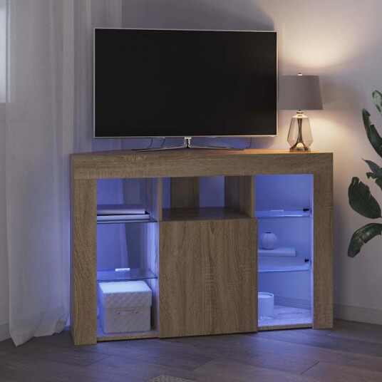 Hjørne LED TV skap Sonoma eik 102 x 40 x 68 cm Konstruert tre Hjørne LED TV skap Sonoma eik 102 x 40 x 68 cm Konstruert tre