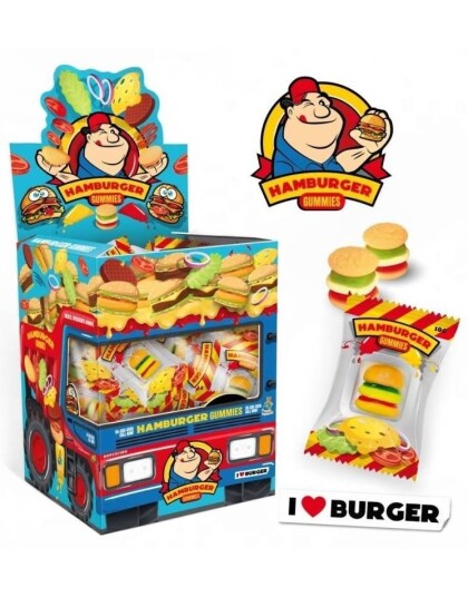 80 stk Vida"s Hamburger Gummies   Eske med Vingummiburgere 0,8 kg