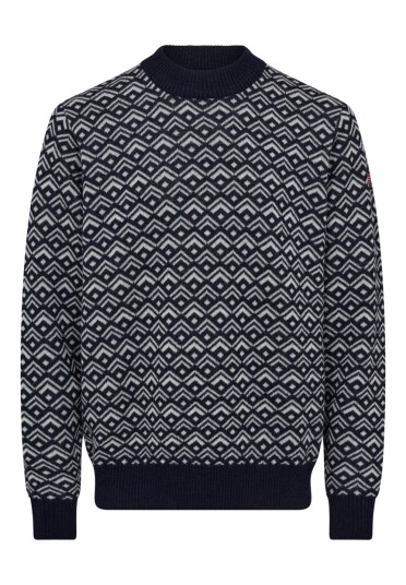Dovre Genser 'strikk' 100% Ull Marineblå Grå