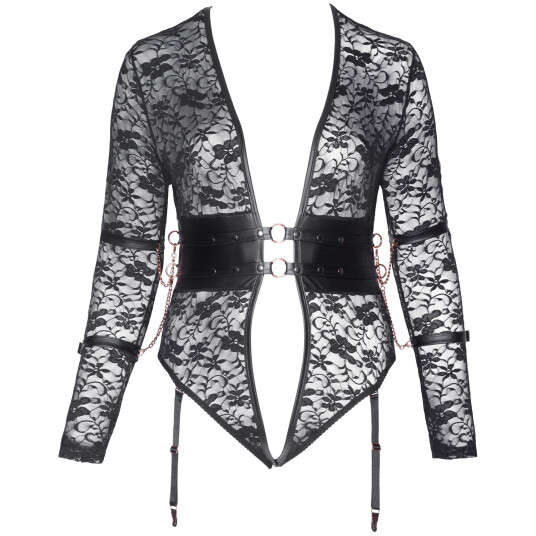 Cottelli Bondage Bunnløs Body med Lange Ermer Plus Size   - Svart - 3XL