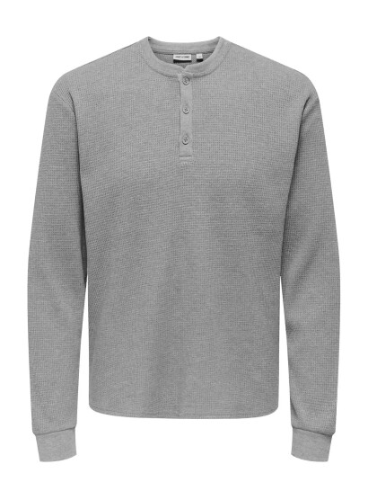 ONLY & SONS Onstobie Reg Ls Henley Tee Noos Grey XL ONLY & SONS Onstobie Reg Ls Henley Tee Noos Grey XL