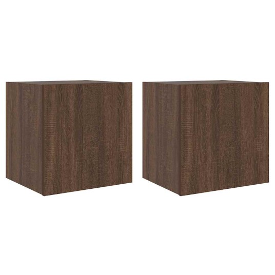  Vegghengte TV-benker med LED-lys 2 stk brun eik 40,5x35x40 cm 837259