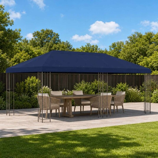 vidaXL Hage Gazebo 6 x 3 m Blå Polyester og stål 190 gsm