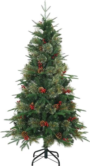  Kunstig sammensatt juletre med 150 LED grønn 150 cm PE og PVC