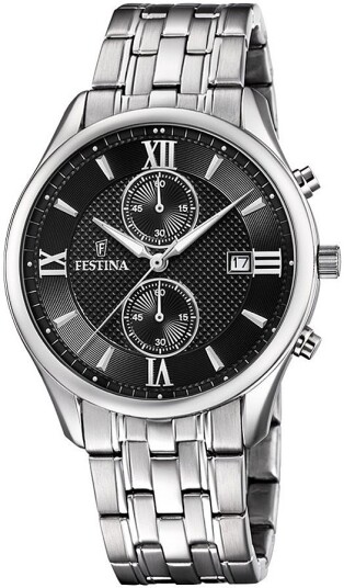 Festina Herreklokke F6854 8 Timeless Sort/Stål Ø42 mm Festina Herreklokke F6854 8 Timeless Sort/Stål Ø42 mm