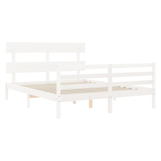 vidaXL Sengeramme med hodegavl hvit 160x200 cm heltre
