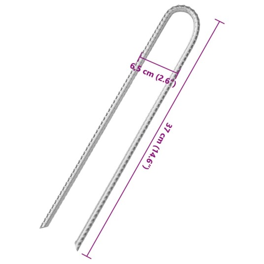  Teltplugger 6 stk U-formet 37 cm Ø10 mm galvanisert stål