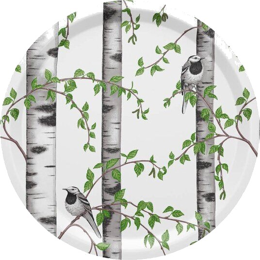 Arvidssons Textil Björkdungen rundt serveringsbrett 31 cm offwhite/grønn