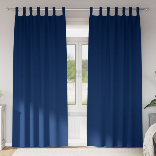 Gardiner med gardiner 2 pcs Mørkblå Polyester