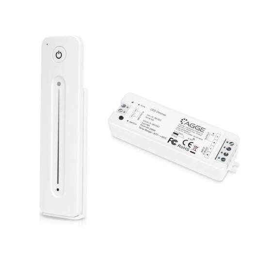 Driver for LED stripe AGGE Single Colour Controller RF 2,4 GHz Driver + Fjernkontroll Dimming Touch Slide Hvit Driver for LED stripe AGGE Single Colour Controller RF 2,4 GHz Driver + Fjernkontroll Dimming Touch Slide Hvit