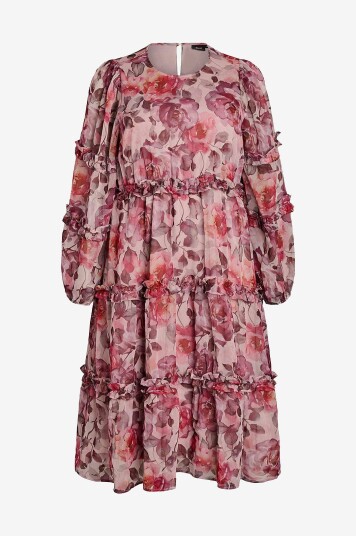 Zizzi Kjole mTanja L/S Midi Dress Rød