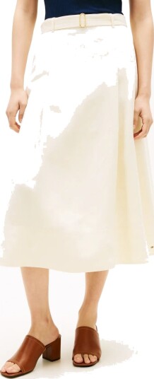 Tommy Hilfiger Linen Utility Midi Skirt Cream 36